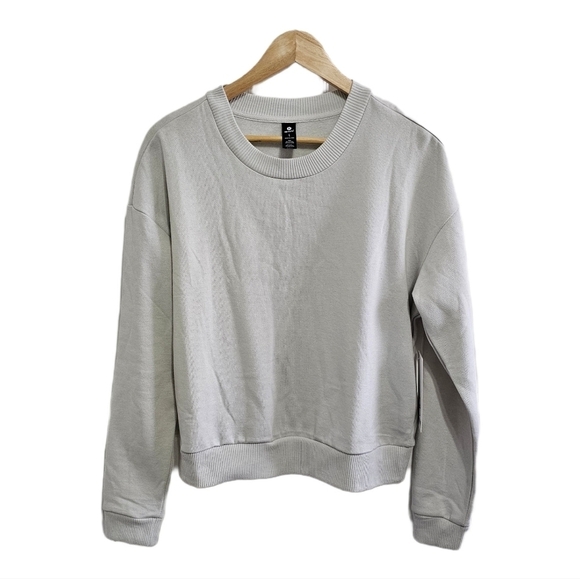 Sweaters - Sporty crew pullover sweatshirt cream stone color top size large nwt